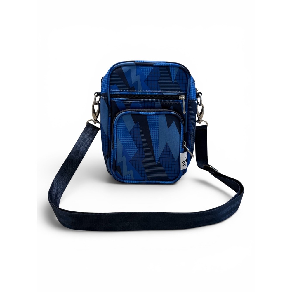 JuJuBe Blue Geometric Lightning Bolt Crossbody Mini Helix Bag Adjustable Strap